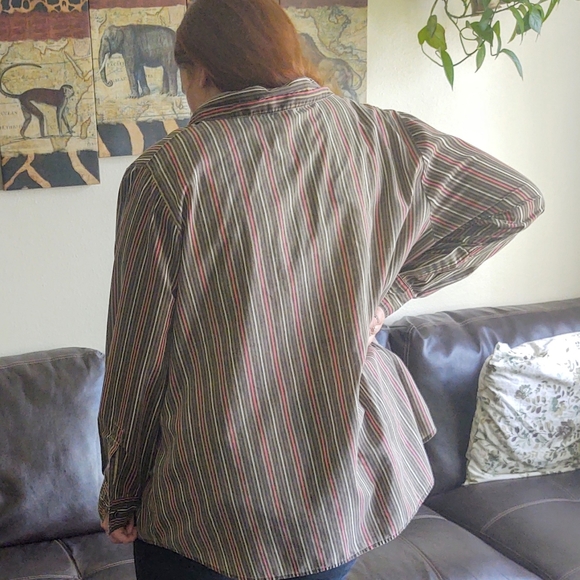 Roaman's Size 2X Striped Long+Sleeved Shirt - Picture 2 of 6